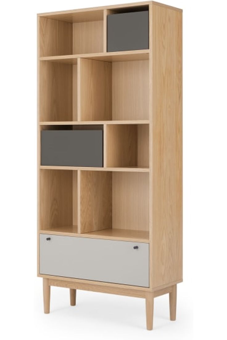 Made Campton Oak Grey Narrow Bookcase Barnardo s Online Charity Shop